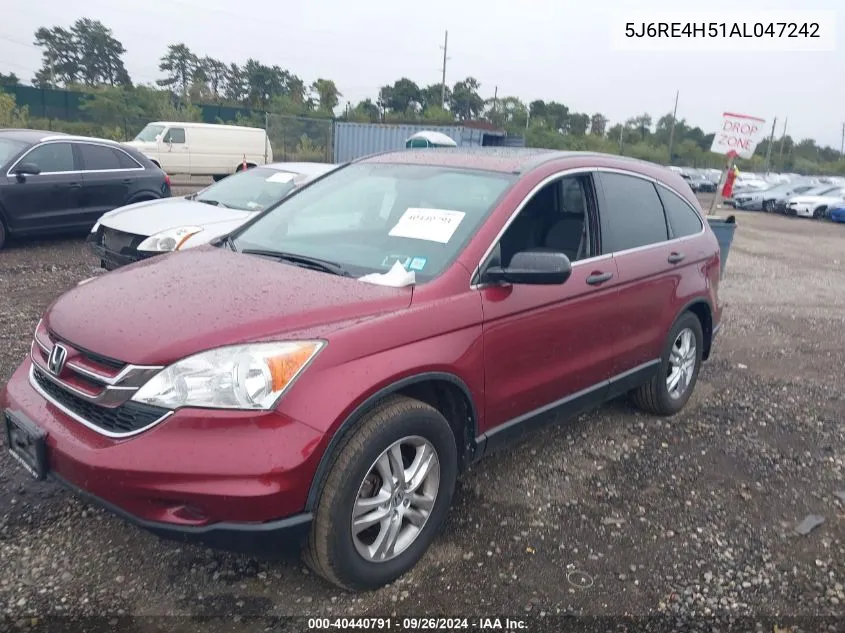 2010 Honda Cr-V Ex VIN: 5J6RE4H51AL047242 Lot: 40440791