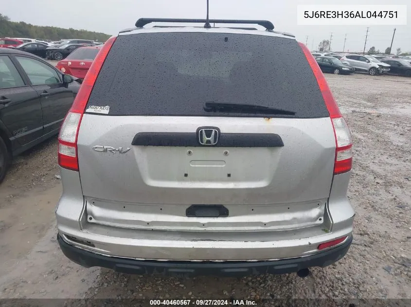 2010 Honda Cr-V Lx VIN: 5J6RE3H36AL044751 Lot: 40460567