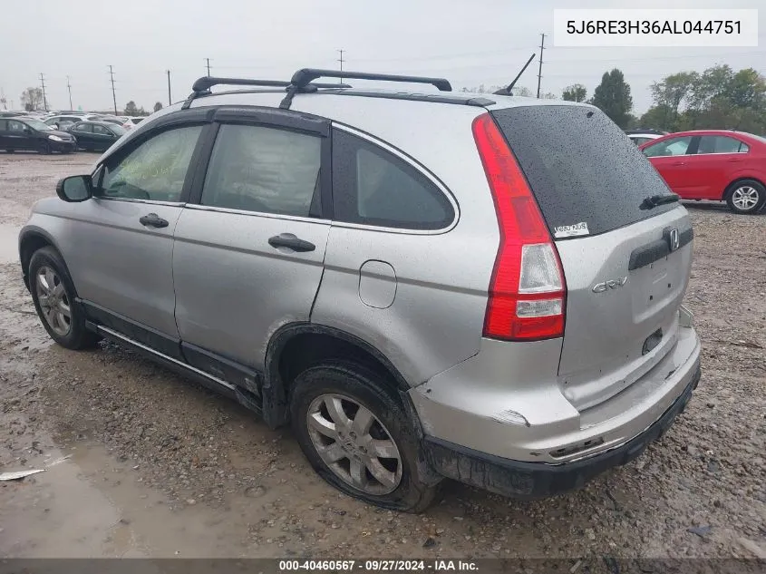 2010 Honda Cr-V Lx VIN: 5J6RE3H36AL044751 Lot: 40460567