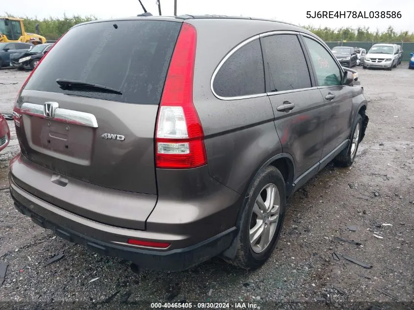 2010 Honda Cr-V Exl VIN: 5J6RE4H78AL038586 Lot: 40465405