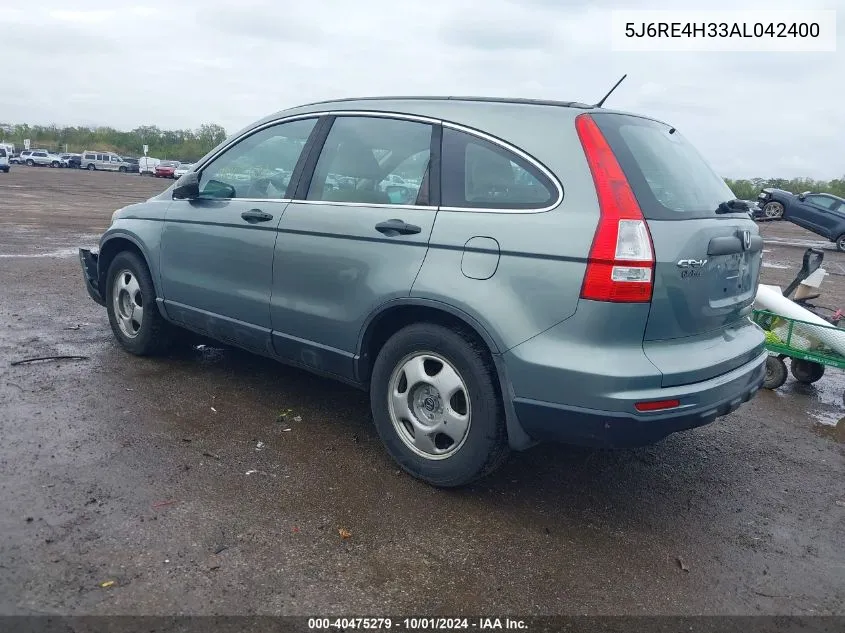 2010 Honda Cr-V Lx VIN: 5J6RE4H33AL042400 Lot: 40475279