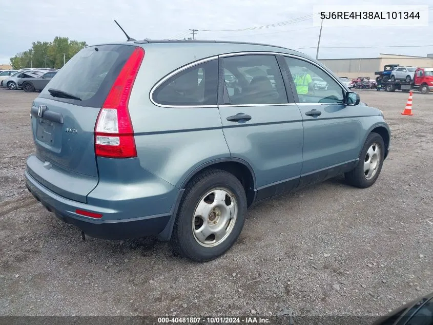 2010 Honda Cr-V Lx VIN: 5J6RE4H38AL101344 Lot: 40481807