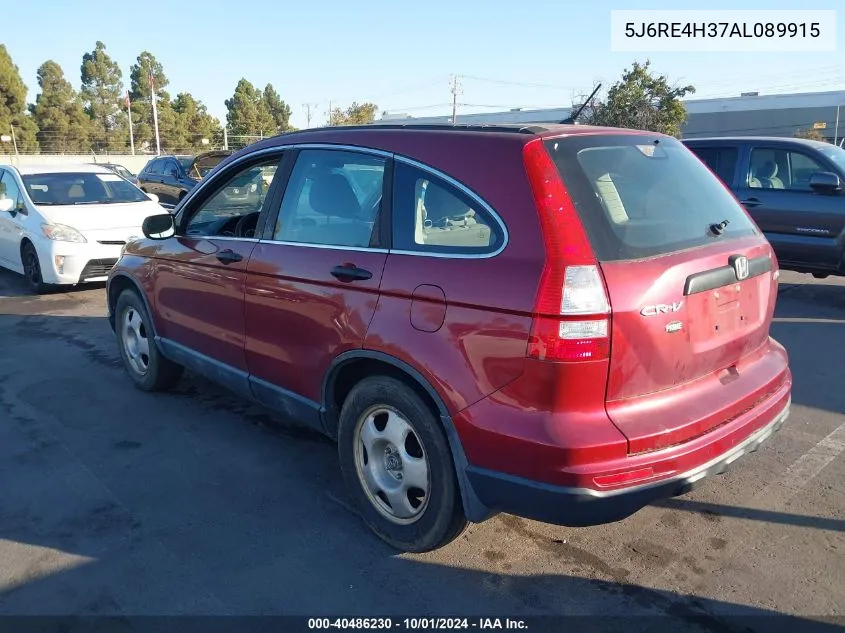 2010 Honda Cr-V Lx VIN: 5J6RE4H37AL089915 Lot: 40486230