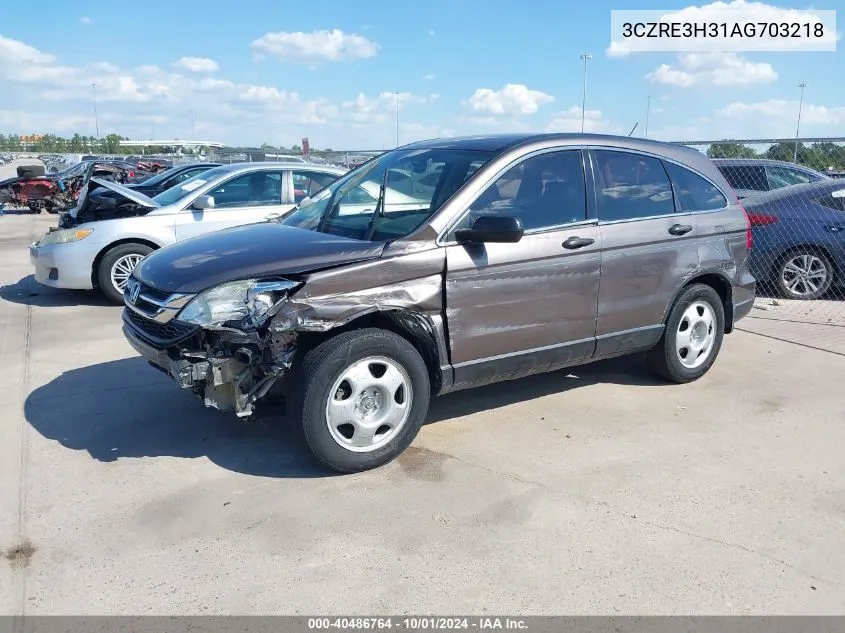 2010 Honda Cr-V Lx VIN: 3CZRE3H31AG703218 Lot: 40486764