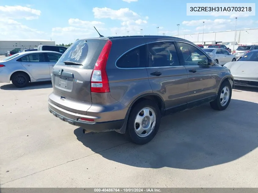 2010 Honda Cr-V Lx VIN: 3CZRE3H31AG703218 Lot: 40486764