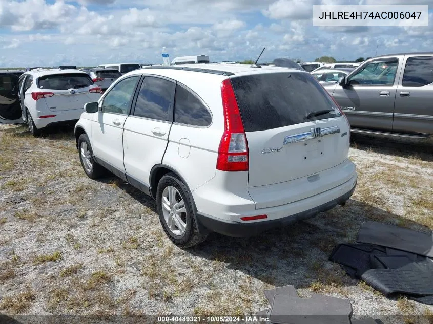 2010 Honda Cr-V Exl VIN: JHLRE4H74AC006047 Lot: 40489321