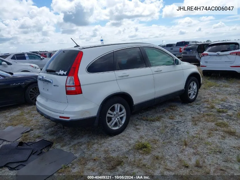 2010 Honda Cr-V Exl VIN: JHLRE4H74AC006047 Lot: 40489321