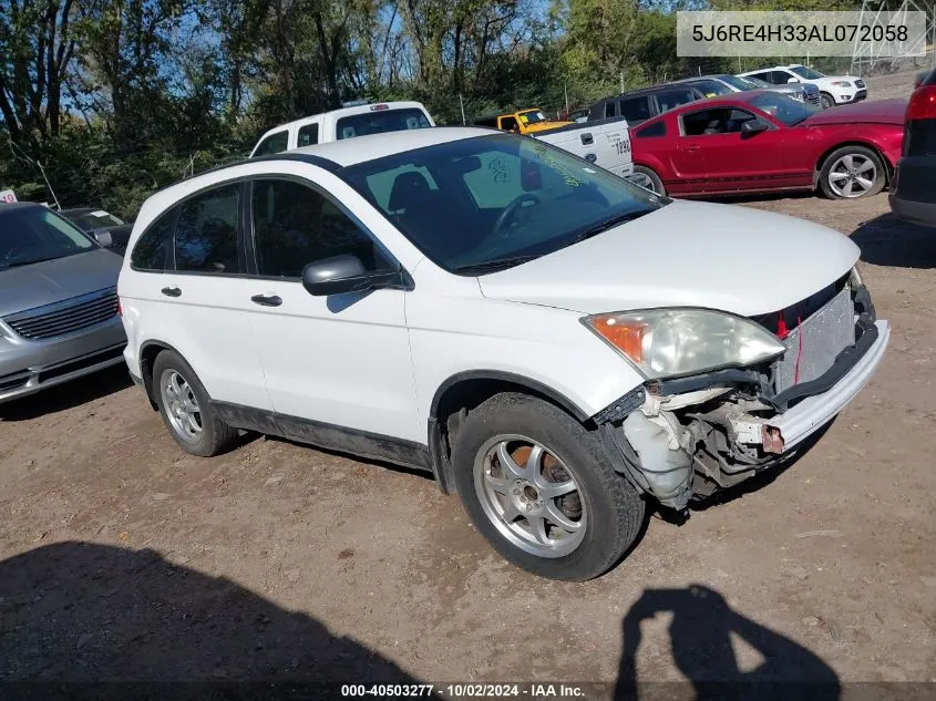 2010 Honda Cr-V Lx VIN: 5J6RE4H33AL072058 Lot: 40503277