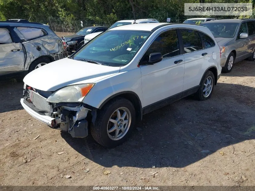 2010 Honda Cr-V Lx VIN: 5J6RE4H33AL072058 Lot: 40503277