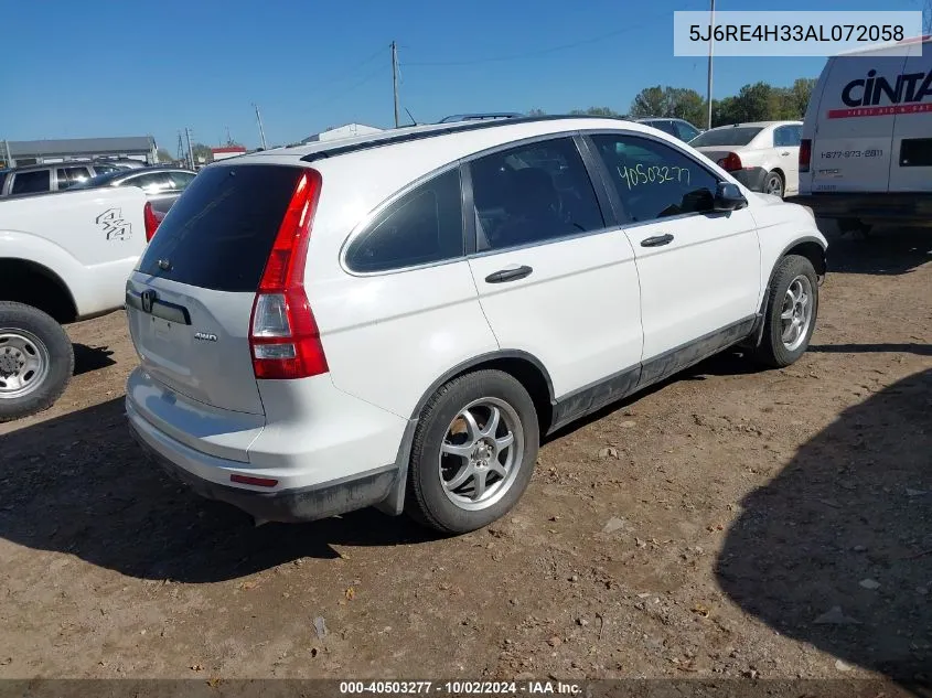 2010 Honda Cr-V Lx VIN: 5J6RE4H33AL072058 Lot: 40503277