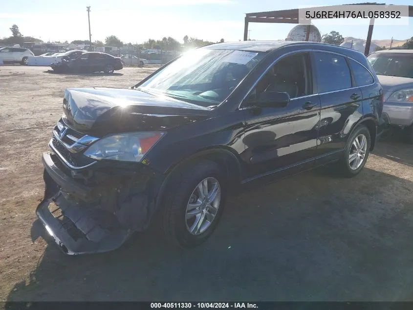 2010 Honda Cr-V Ex-L VIN: 5J6RE4H76AL058352 Lot: 40511330