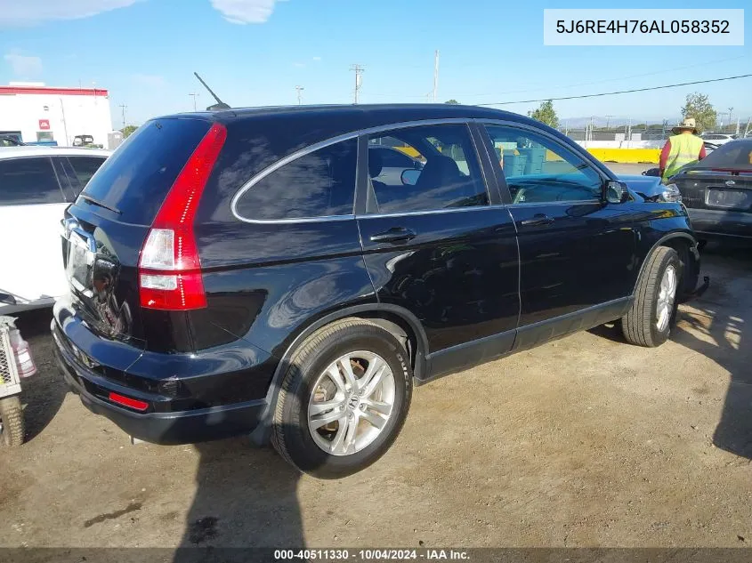 2010 Honda Cr-V Ex-L VIN: 5J6RE4H76AL058352 Lot: 40511330