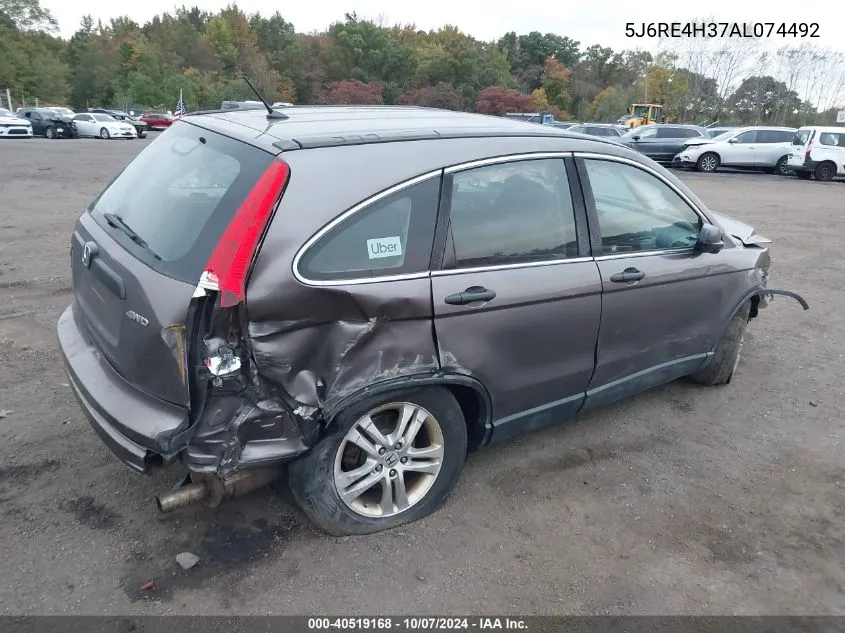 2010 Honda Cr-V Lx VIN: 5J6RE4H37AL074492 Lot: 40519168