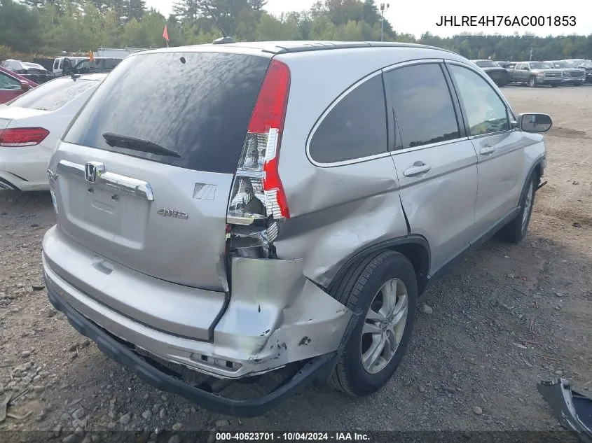 2010 Honda Cr-V Ex-L VIN: JHLRE4H76AC001853 Lot: 40523701