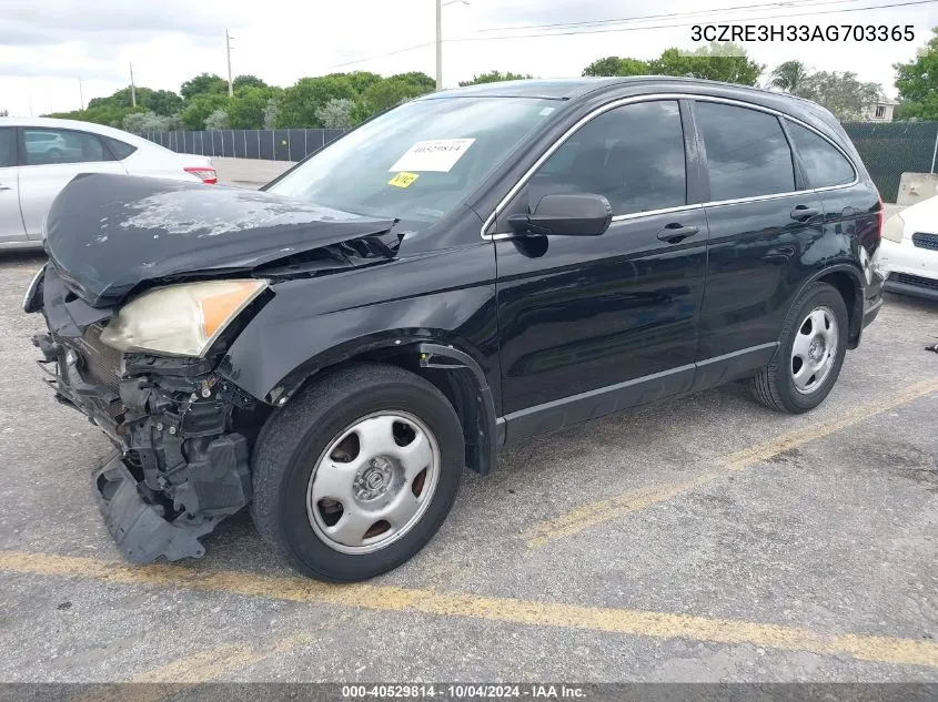 2010 Honda Cr-V Lx VIN: 3CZRE3H33AG703365 Lot: 40529814