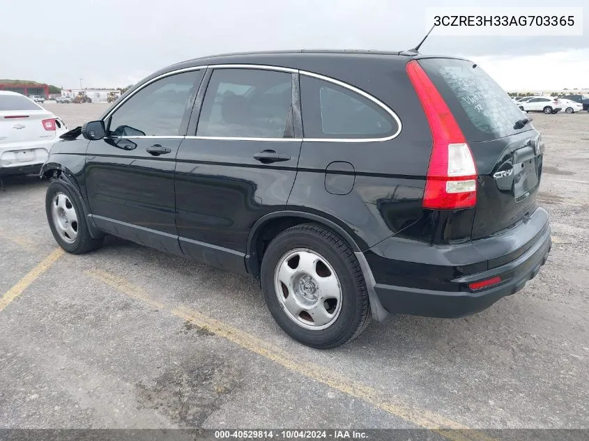 2010 Honda Cr-V Lx VIN: 3CZRE3H33AG703365 Lot: 40529814