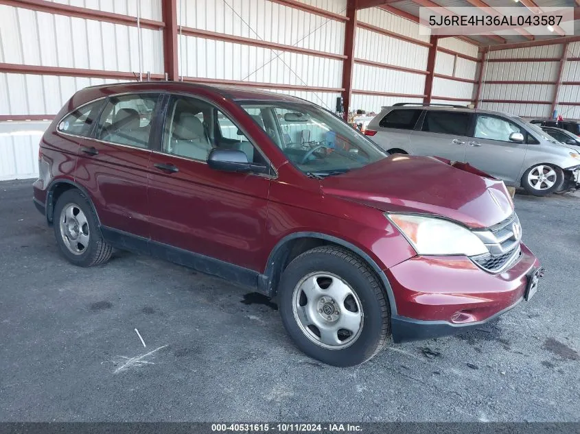 2010 Honda Cr-V Lx VIN: 5J6RE4H36AL043587 Lot: 40531615