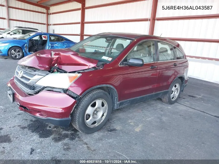 2010 Honda Cr-V Lx VIN: 5J6RE4H36AL043587 Lot: 40531615