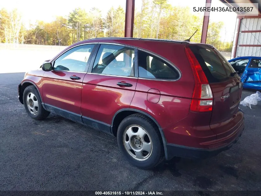 2010 Honda Cr-V Lx VIN: 5J6RE4H36AL043587 Lot: 40531615