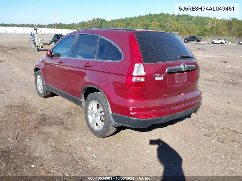 5J6RE3H74AL049451 2010 Honda Cr-V Ex-L