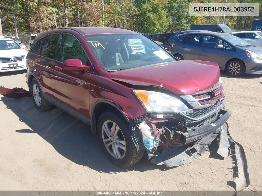 2010 Honda Cr-V Ex-L VIN: 5J6RE4H78AL003952 Lot: 40551604