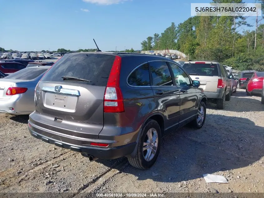 2010 Honda Cr-V Ex-L VIN: 5J6RE3H76AL022042 Lot: 40561038