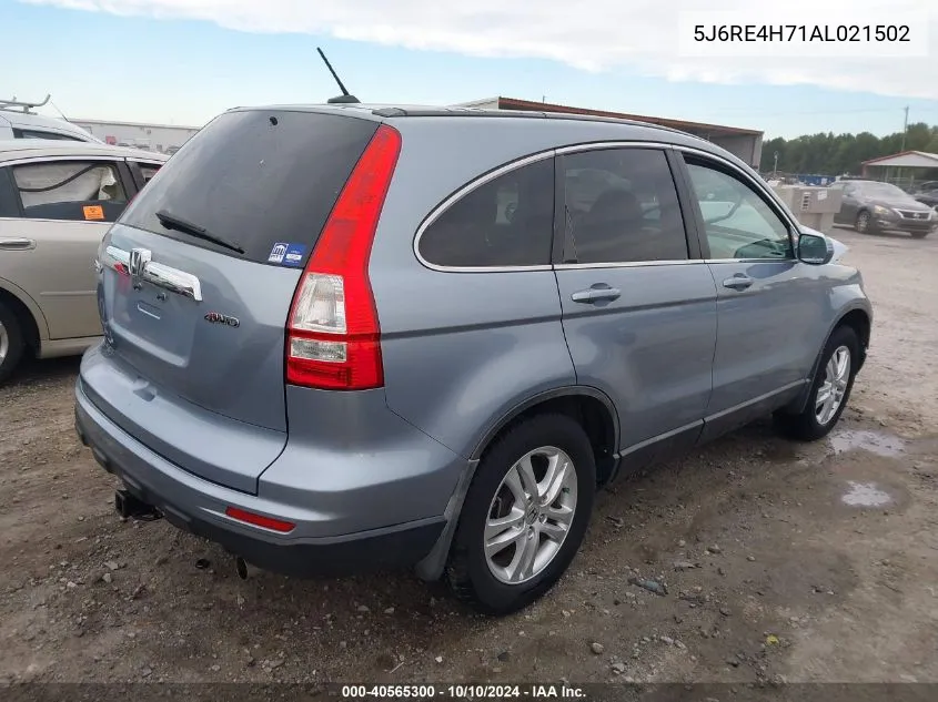 2010 Honda Cr-V Ex-L VIN: 5J6RE4H71AL021502 Lot: 40565300