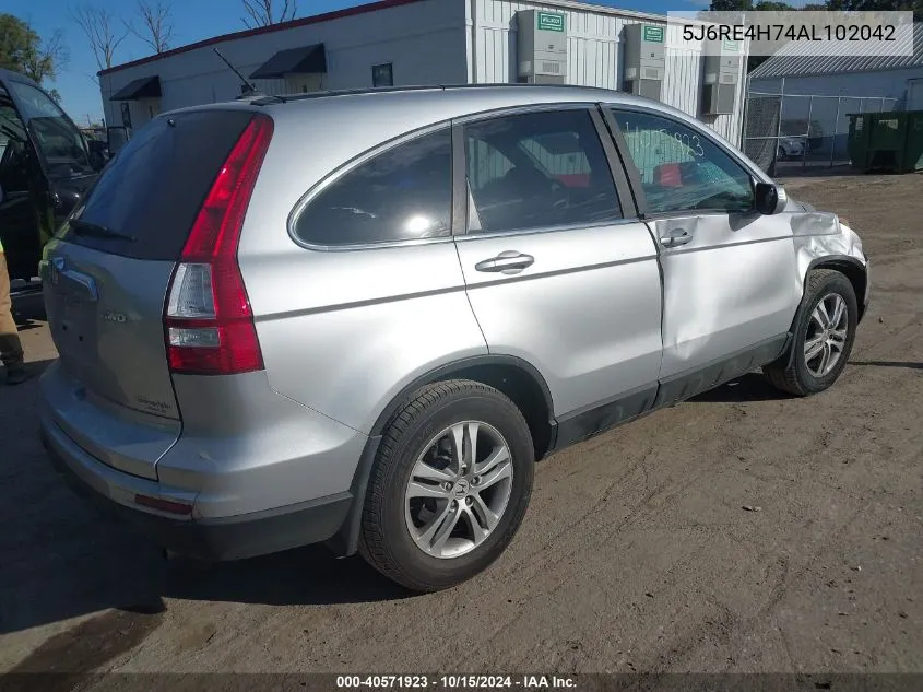 2010 Honda Cr-V Ex-L VIN: 5J6RE4H74AL102042 Lot: 40571923