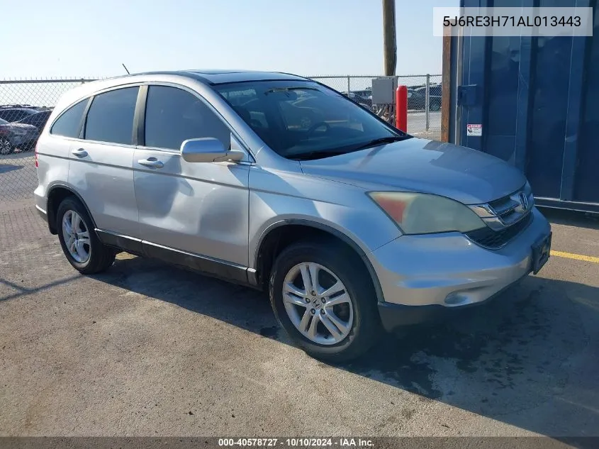 2010 Honda Cr-V Ex-L VIN: 5J6RE3H71AL013443 Lot: 40578727