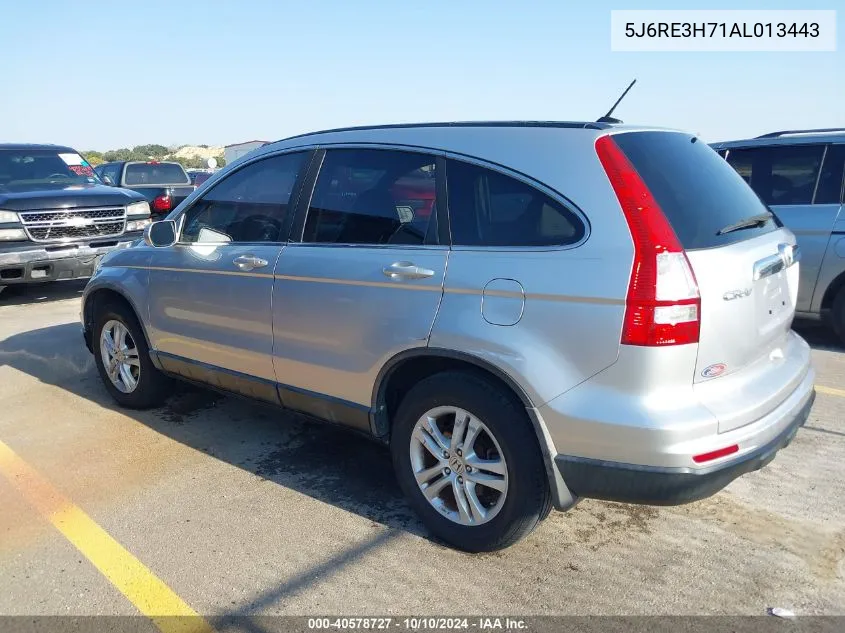 2010 Honda Cr-V Ex-L VIN: 5J6RE3H71AL013443 Lot: 40578727