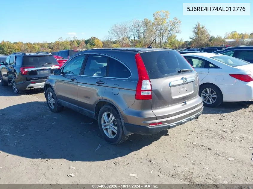 2010 Honda Cr-V Ex-L VIN: 5J6RE4H74AL012776 Lot: 40632926