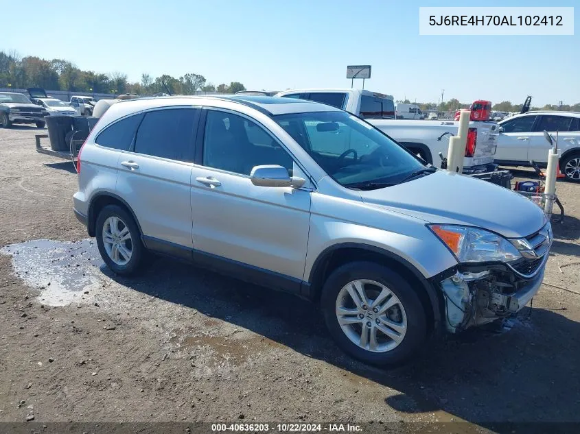 2010 Honda Cr-V Ex-L VIN: 5J6RE4H70AL102412 Lot: 40636203