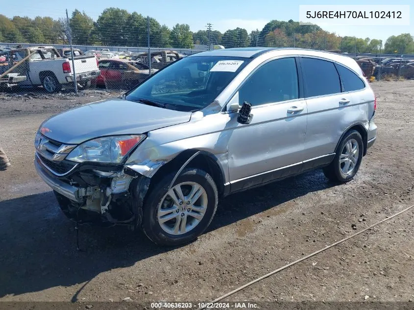 2010 Honda Cr-V Ex-L VIN: 5J6RE4H70AL102412 Lot: 40636203