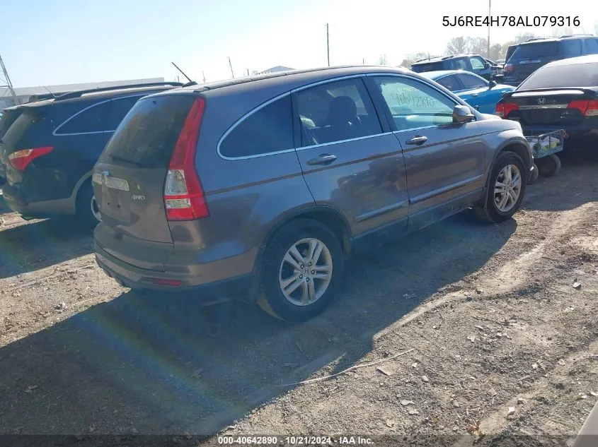 2010 Honda Cr-V Ex-L VIN: 5J6RE4H78AL079316 Lot: 40642890