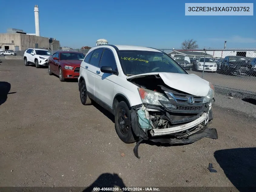 2010 Honda Cr-V Lx VIN: 3CZRE3H3XAG703752 Lot: 40660208