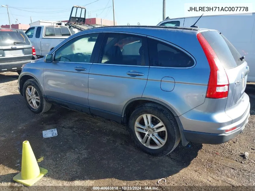 2010 Honda Cr-V Ex-L VIN: JHLRE3H71AC007778 Lot: 40663818