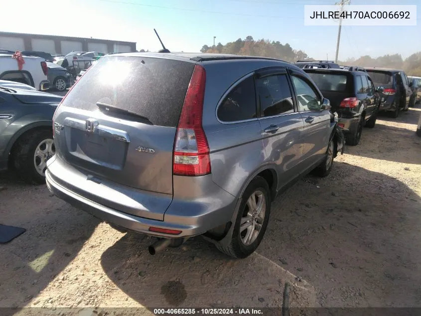 2010 Honda Cr-V Ex-L VIN: JHLRE4H70AC006692 Lot: 40665285