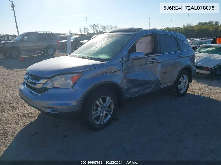 2010 Honda Cr-V Ex-L VIN: 5J6RE4H72AL078078 Lot: 40667688