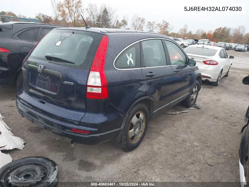 2010 Honda Cr-V Lx VIN: 5J6RE4H32AL074030 Lot: 40683461