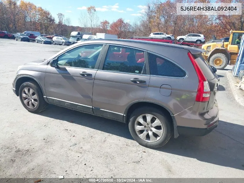 2010 Honda Cr-V Lx VIN: 5J6RE4H38AL092404 Lot: 40700500