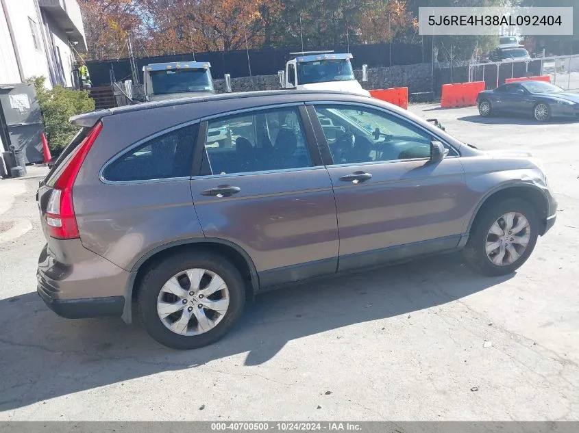 2010 Honda Cr-V Lx VIN: 5J6RE4H38AL092404 Lot: 40700500