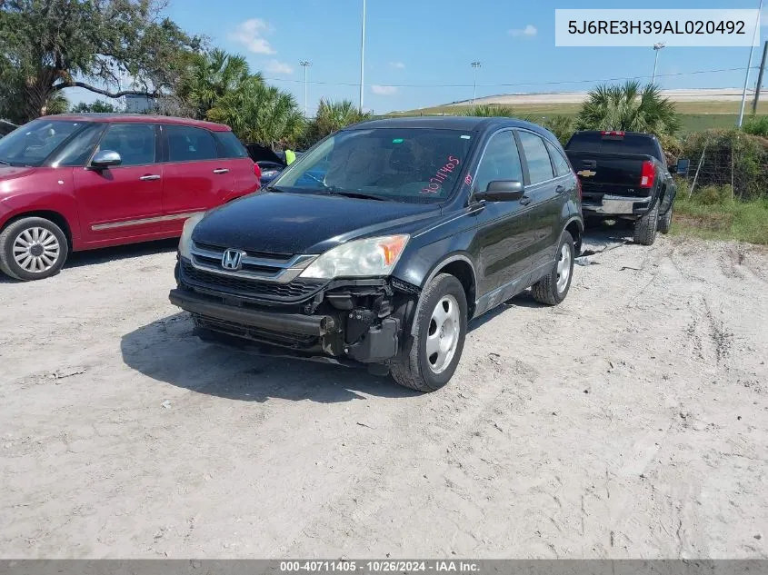 2010 Honda Cr-V Lx VIN: 5J6RE3H39AL020492 Lot: 40711405