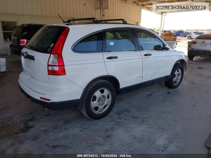 2010 Honda Cr-V Lx VIN: 3CZRE3H39AG703774 Lot: 40724213