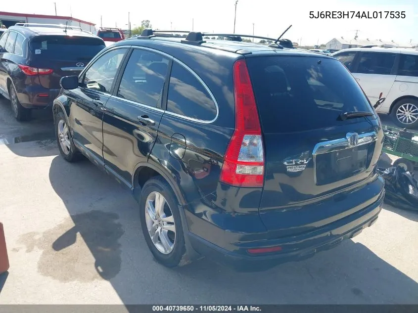 2010 Honda Cr-V Ex-L VIN: 5J6RE3H74AL017535 Lot: 40739650