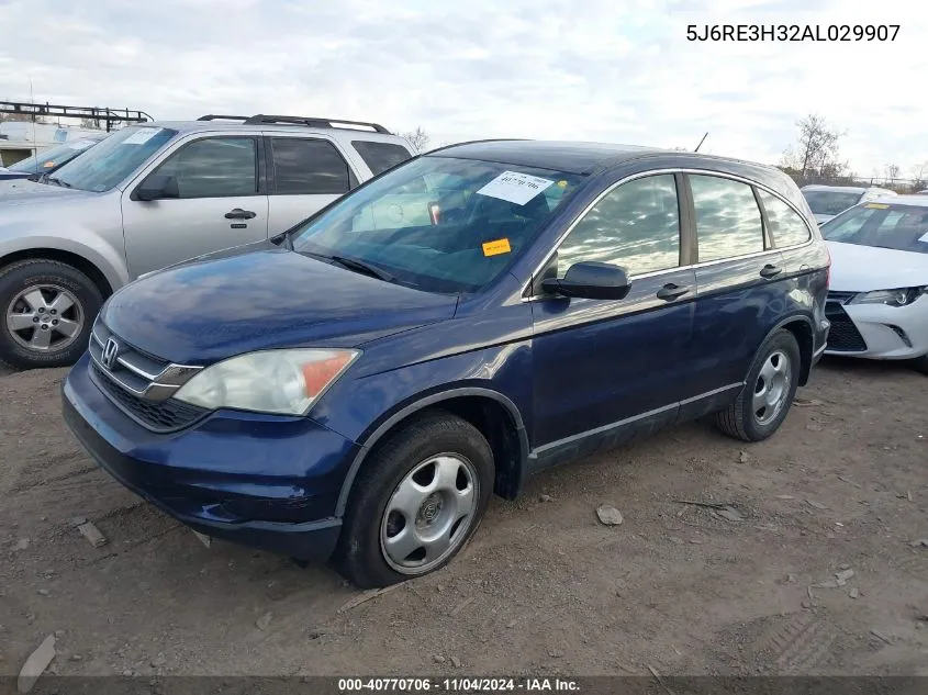 2010 Honda Cr-V Lx VIN: 5J6RE3H32AL029907 Lot: 40770706