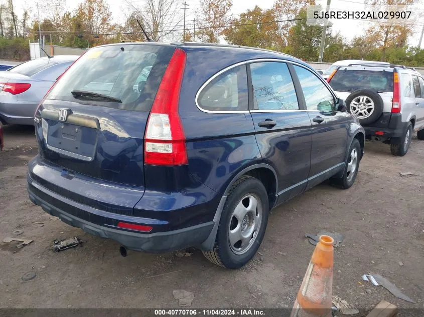 2010 Honda Cr-V Lx VIN: 5J6RE3H32AL029907 Lot: 40770706