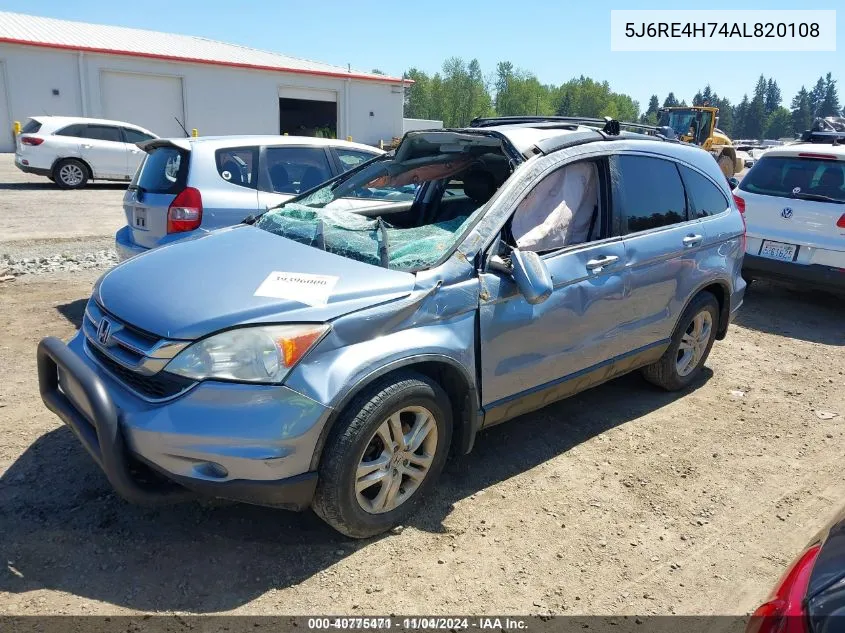 2010 Honda Cr-V Ex-L VIN: 5J6RE4H74AL820108 Lot: 40775471