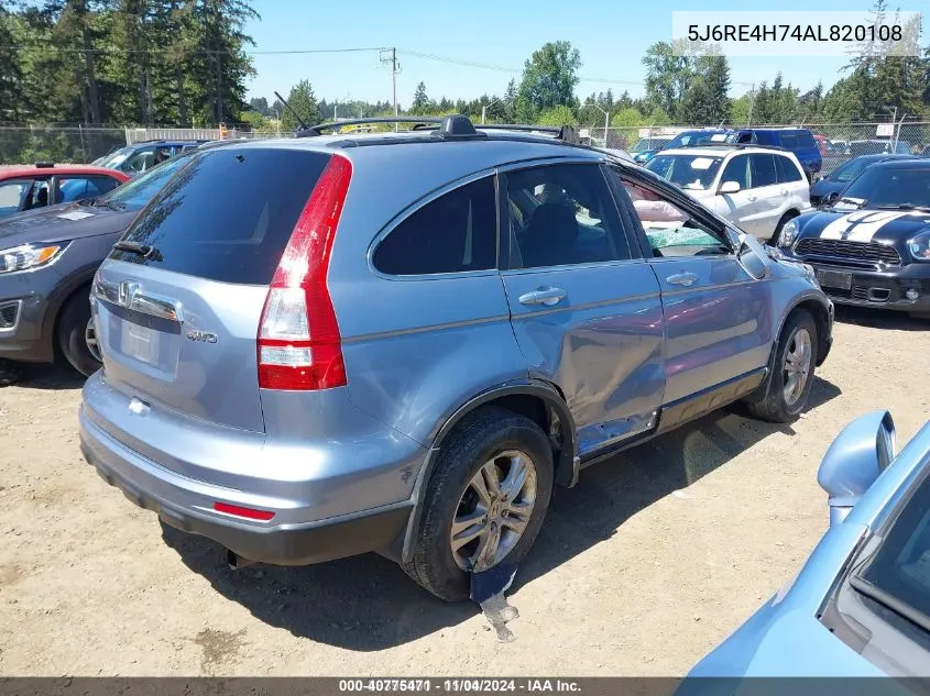 2010 Honda Cr-V Ex-L VIN: 5J6RE4H74AL820108 Lot: 40775471