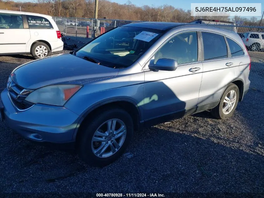 2010 Honda Cr-V Ex-L VIN: 5J6RE4H75AL097496 Lot: 40780928