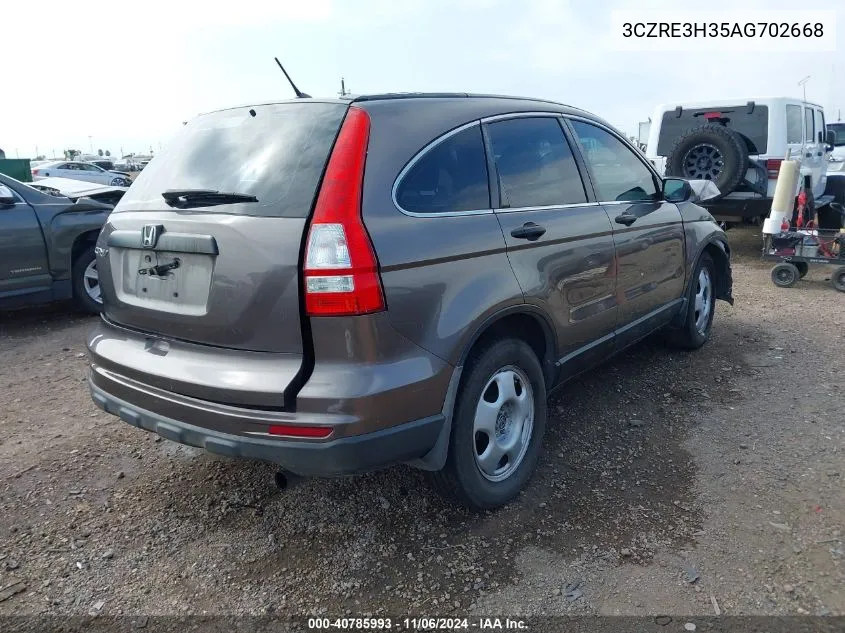 2010 Honda Cr-V Lx VIN: 3CZRE3H35AG702668 Lot: 40785993